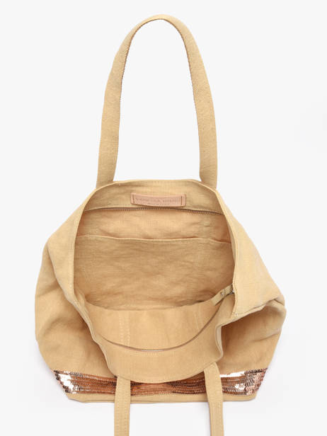 Handtas Met Rits M Le Cabas Linnen Pailletten Vanessa bruno Geel cabas lin 31V40378 ander zicht 3