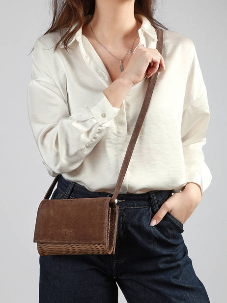 Cross Body Tas Thelma Texture Leder Nathan baume Bruin n city 12TX ander zicht 1