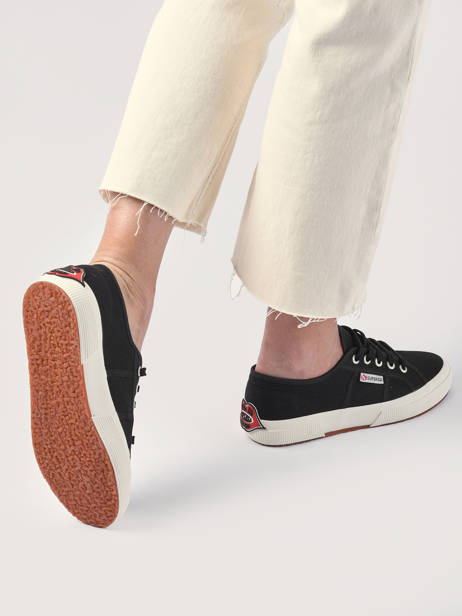 Sneakers 2750 Black Red Lips Superga Zwart women S61235W ander zicht 2