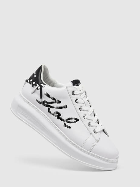 Sneakers Kapri Whipstitch Uit Leder Karl lagerfeld Wit accessoires KL62572 ander zicht 2