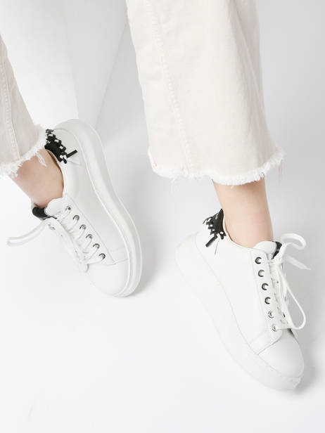 Sneakers Kapri Whipstitch Uit Leder Karl lagerfeld Wit accessoires KL62572 ander zicht 3